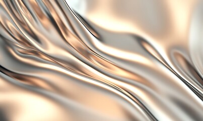 Poster - Flowing metallic texture with soft highlights and smooth waves.