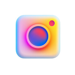 glowing instagram gradient icon with smooth transitions isolated on transparent background