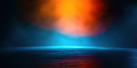 Wall Mural - blue and orange background with a large orange cloud