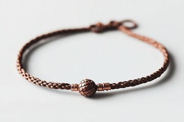 Poster - Stylish handcrafted copper bracelet with intricate braided design and decorative elements : Generative AI