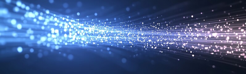 Poster - Abstract light streaks with a blend of blue and white colors creating a dynamic, glowing effect.