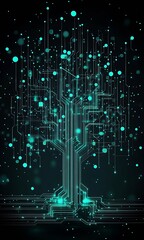Poster - Stunning Digital Tree Artwork Highlighting Network Connections and Modern Data Flow : Generative AI