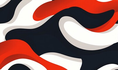 Fototapete - Abstract wavy pattern in red, black, and white colors creating a dynamic visual effect.