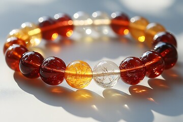 Poster - Charming amber and clear resin bracelet displayed with focus on its bright colors and unique design : Generative AI
