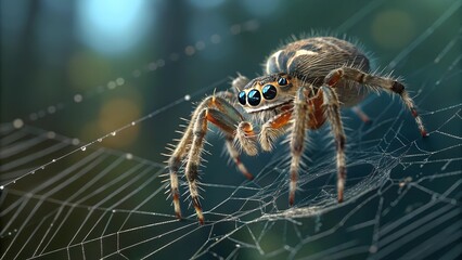 Wall Mural - spider on web: a macro photograph capturing the intricate detail of a spider in its web. showcasing 