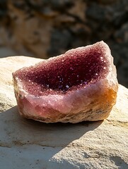 Aufkleber - Stunning close-up of an amethyst geode displaying rich colors and intricate crystal formations under sunlight : Generative AI