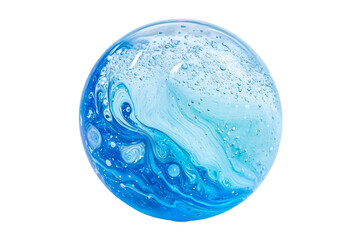 Poster - Abstract blue marble texture with swirls and bubbles on a smooth surface