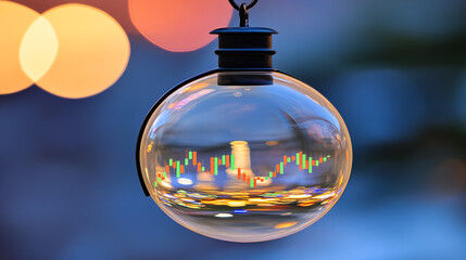 Poster - Analyzing financial trends urban cityscape macro photography evening light close-up investment insights