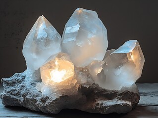 Aufkleber - Radiant crystal cluster highlighting natural elegance and ambiance in serene setting : Generative AI