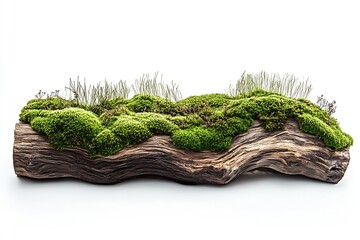 Aufkleber - Lush Green Moss Growing on Natural Wood Log Perfect for Indoor Decoration and Natural Aesthetic : Generative AI