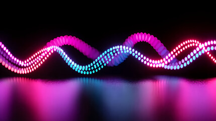 Poster - Dynamic light waves display digital art exhibit futuristic environment close-up view innovative design