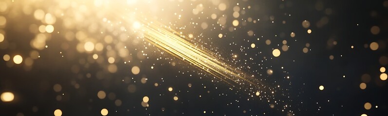 Poster - Radiant golden sparkles illuminate a dark background, creating a magical atmosphere.