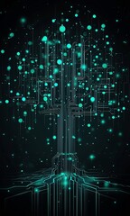 Poster - Conceptual tree image integrating technology with circuits and luminous elements depicting innovation : Generative AI