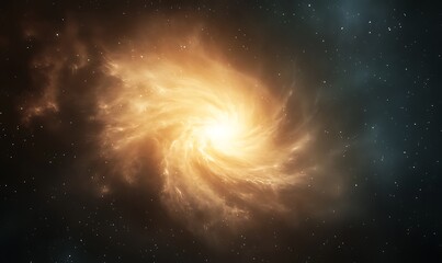 Poster - A stunning spiral galaxy glowing in vibrant orange amidst a backdrop of deep space.