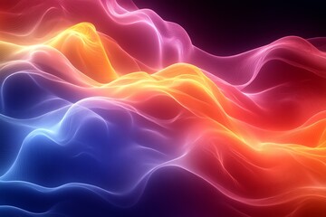 Fototapete - Colorful abstract wave patterns in a mesmerizing blend of vibrant hues creating a stunning visual experience : Generative AI