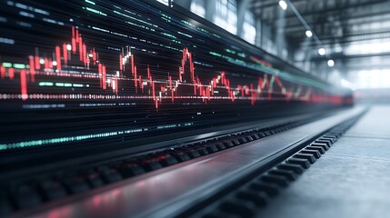 Leinwandbilder - Dynamic stock market visual with fluctuating graphs and data lines in a modern digital setting.