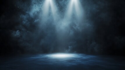 Fototapete - Mysterious spotlight in a dark atmosphere creates an intriguing visual effect.