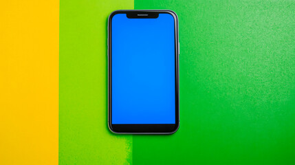 Poster - Smartphone display mockup on vibrant background studio setting digital art isolated view modern concept