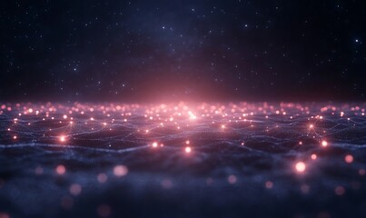 Aufkleber - Vibrant luminous particles scattered across a dark surface, creating a cosmic atmosphere.