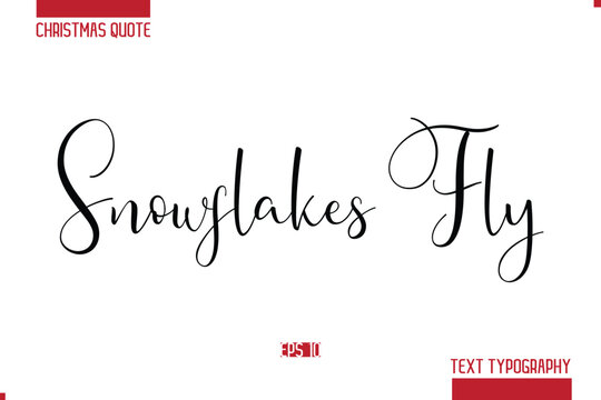 Christmas Saying Modern Text Lettering Typography Snowflakes Fly.