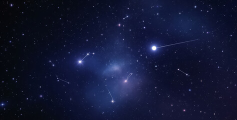 Wall Mural - Beautiful constellations shine brightly against the dark night sky