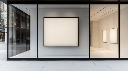 Aufkleber - Elegant art gallery scene featuring empty frame creating anticipation for upcoming artwork : Generative AI