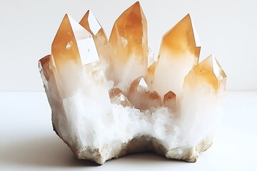 Poster - Gorgeous piece of smoky quartz showing intricate crystal formations on a clean background : Generative AI