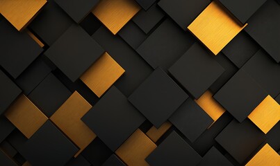 Aufkleber - Textured black and gold squares arranged in a modern pattern create a striking visual appeal.