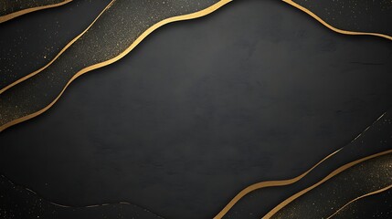 Aufkleber - Elegant black background with golden accents and wavy lines for a sophisticated design.