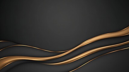 Aufkleber - Elegant black background with flowing golden lines creating a luxurious abstract design.