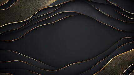 Aufkleber - Abstract dark background with elegant golden waves creating a luxurious and sophisticated feel.