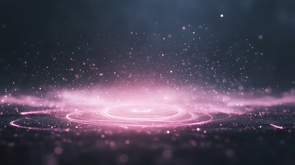 Aufkleber - Illuminated pink particles swirl in a dark background, creating a mystical and ethereal atmosphere.