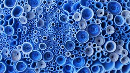 Poster - Abstract Blue Swirls and Circles in a Creative Artistic Design