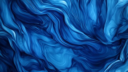 Poster - Fluid Waves of Blue in Abstract Swirling Liquid Background
