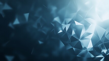 Poster - Abstract blue background with triangular shapes and light effects.