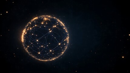 Aufkleber - Futuristic glowing sphere with interconnected lights against a dark backdrop.