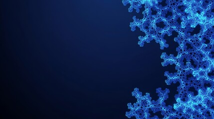 Fototapete - Abstract Blue Snowflake Pattern Against Dark Background