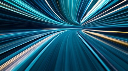 Fototapete - Abstract Light Trails Creating Motion Blur Effect in Blue Tones