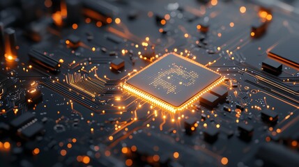 Poster - innovative technology integration digital circuit board high-resolution image modern environment clo