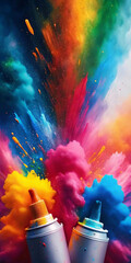 Wall Mural - rainbow color paint, vibrant paint explosion bursting with color and energy kaleidoscopic paint spla