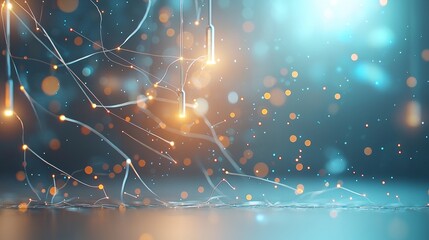 Poster - Dynamic light trails and particles digital space abstract visuals stunning environment close-up viewpoint creative concept for visual impact