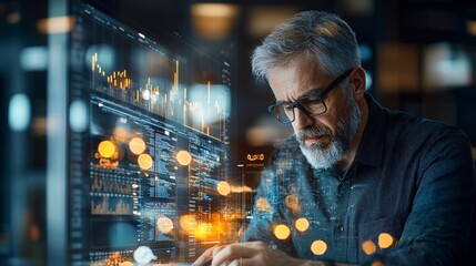 Poster - Data analyst working with financial charts and graphs in a modern office environment enhancing business insights through technology