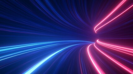 Poster - Vibrant light trails in blue and pink create a dynamic, futuristic background.