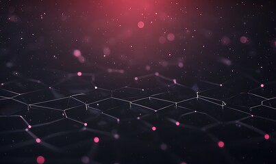 Fototapete - Abstract digital background with interconnected nodes and glowing particles in a dark setting.