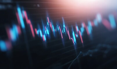 Leinwandbilder - Dynamic financial graph showcasing stock market trends with vibrant blue and pink colors.