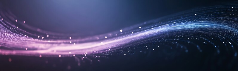 Poster - Abstract wave of light with sparkling particles in a dark background, creating a mystical ambiance.
