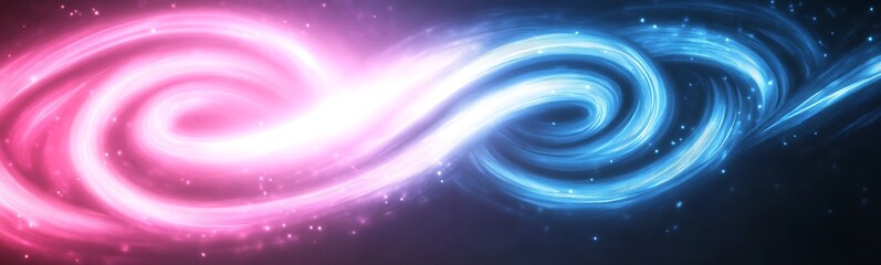 Fototapete - Abstract colorful swirls of pink and blue light against a dark background, creating a dynamic, cosmic feel.