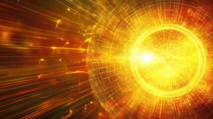 Poster - Bright Starburst Over Abstract Background with Radiant Light and Energy Motion Effects