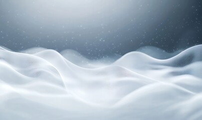Poster - Abstract waves of white and gray create a serene, ethereal atmosphere with soft, flowing lines.