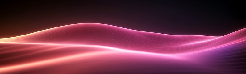 Poster - Abstract waves of glowing pink and purple hues against a dark background.